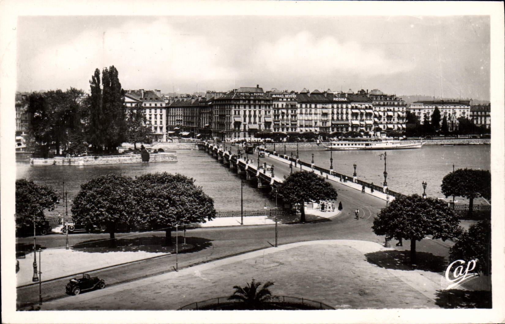 CPM Geneve Le Pont Du Mont Blanc Et Le Jura