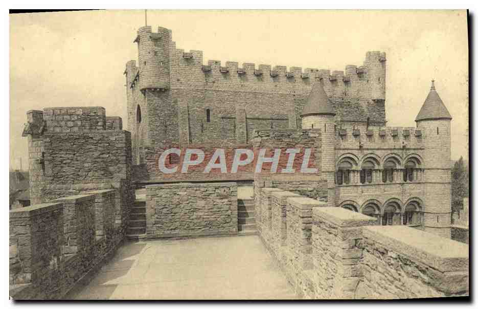 CPA Gand Chateau Des Comtes De Flandre Donjon et chapelle vus de la plateforme du Chatelet d'entree 
