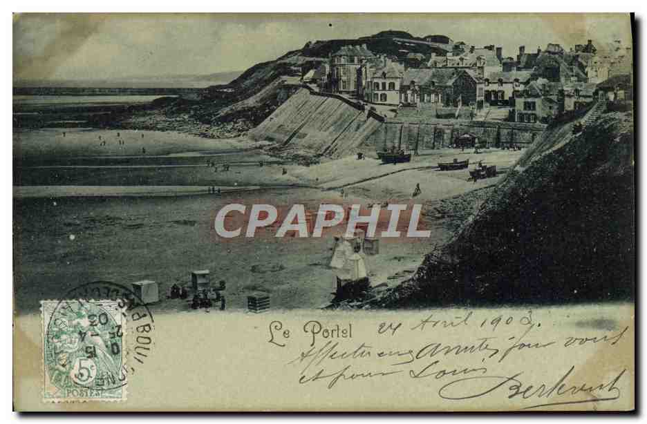 Le Portel — vue de la plage et du village — éditeur non identifié - Anverso
