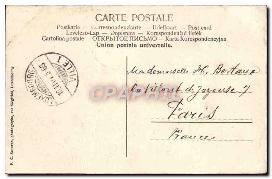 CPA Luxembourg Une Tour Du Rham — Verso