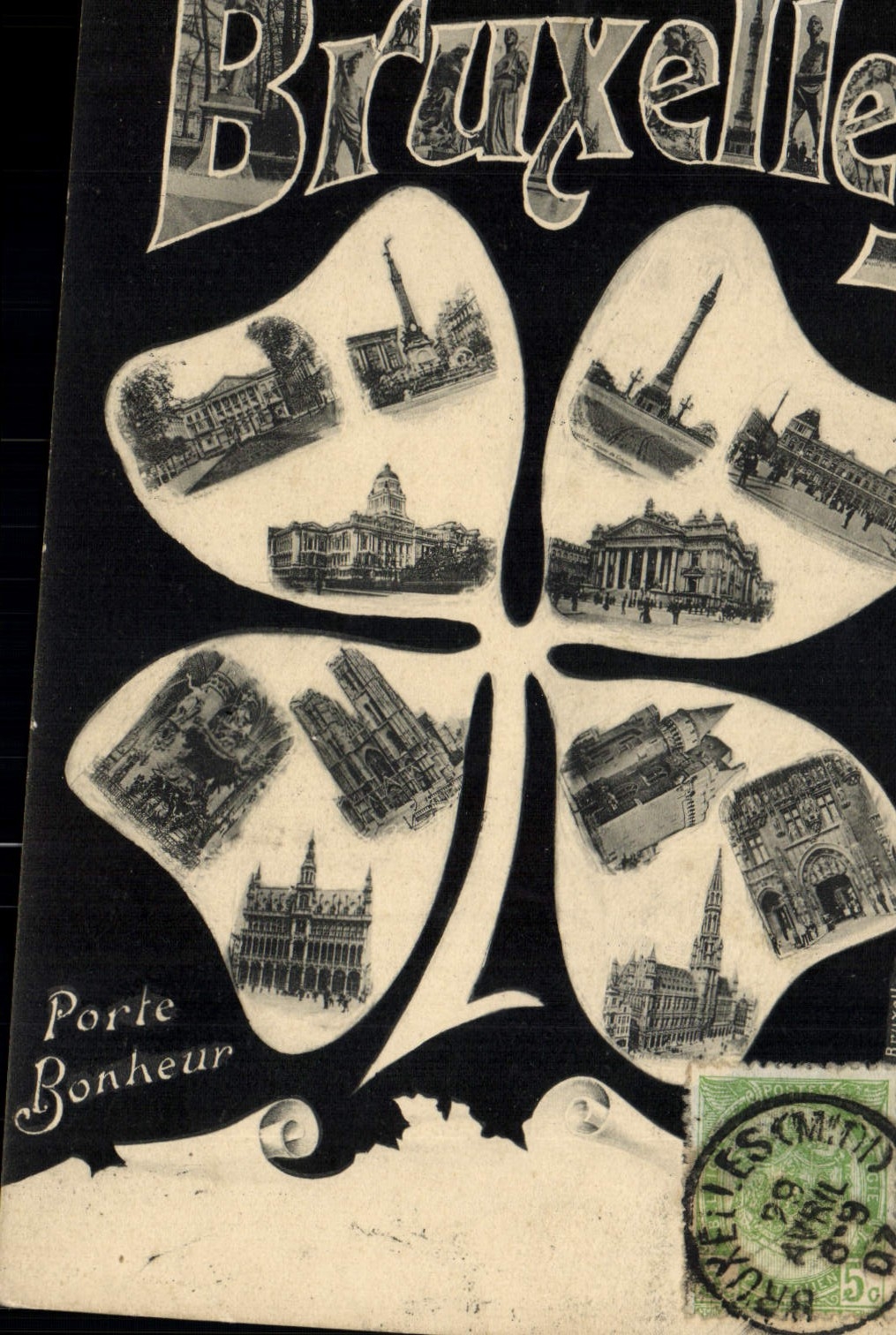 CPA Bruxelles Porte Bonheur Trefle