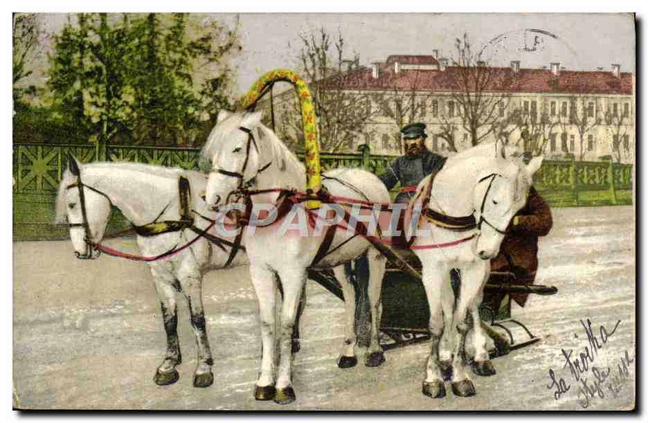 CPA Types Russes Troika Russie Russie Cheval