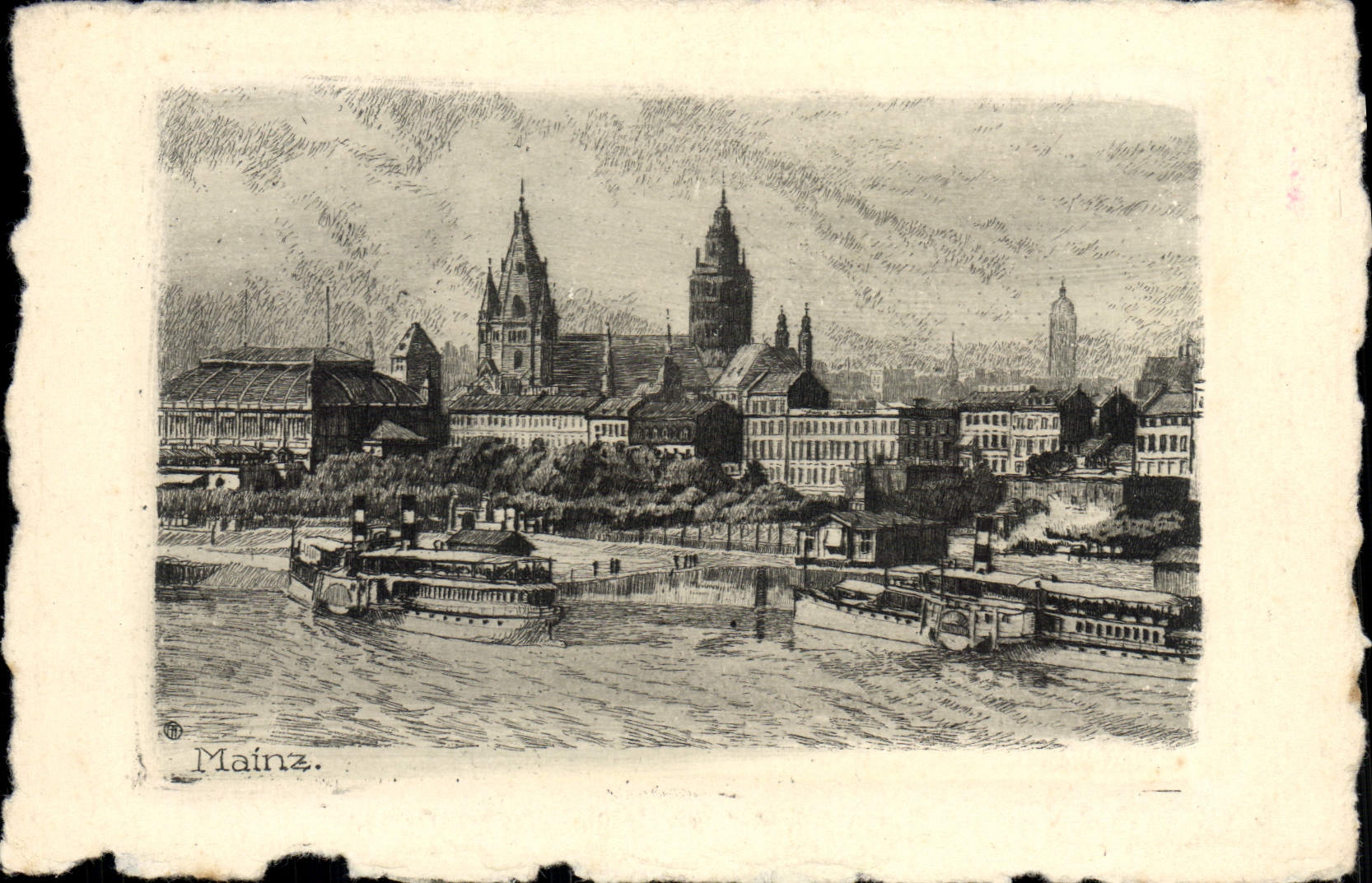 Mainz — vue de la ville et du Rhin — Franz Janier, Berlin W. 62