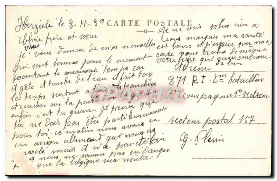 CPA Herzeele Le Monument Aux Morts Militaria — Rückseite