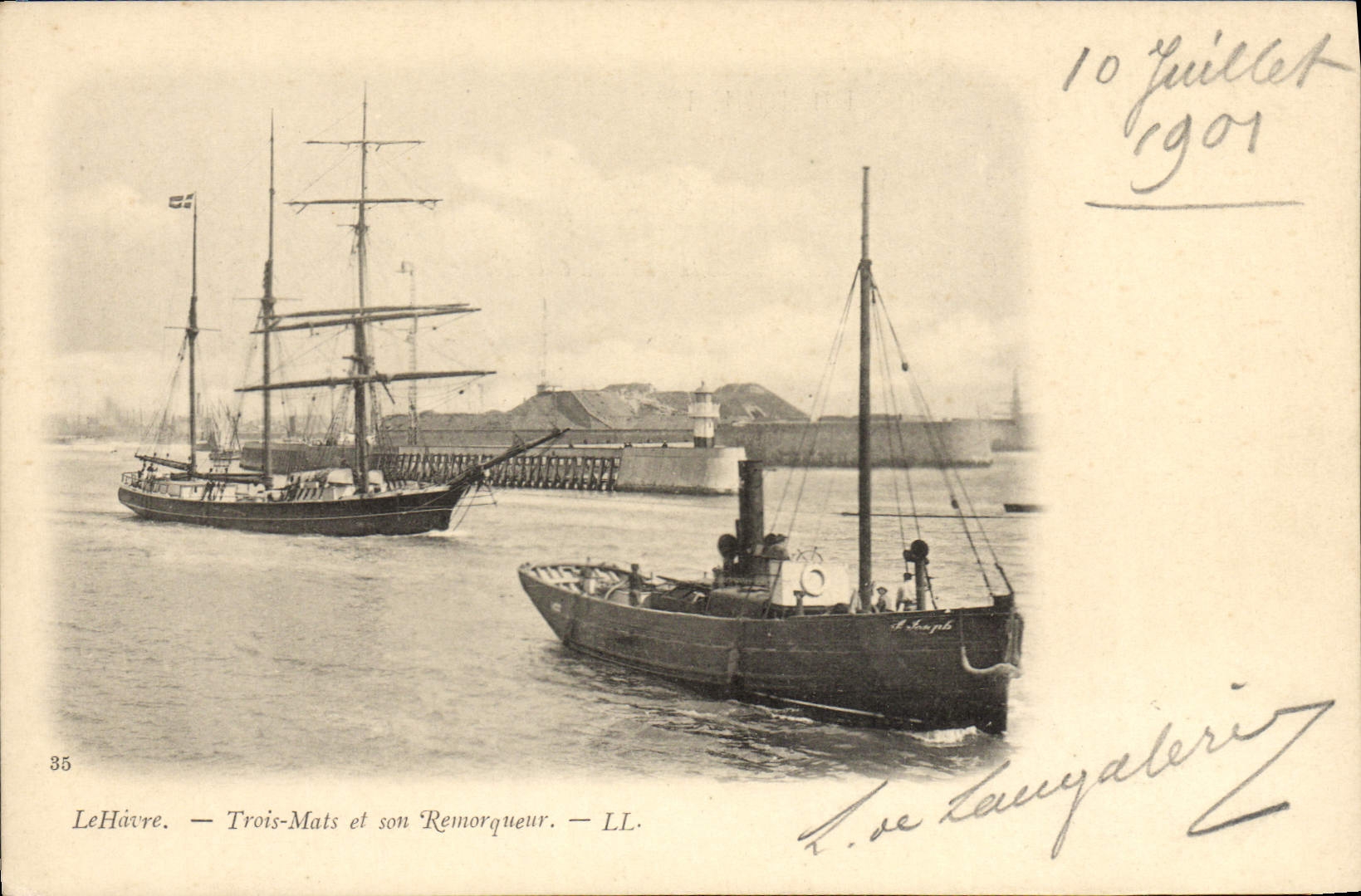 Le Havre — Trois-Mats et son Remorqueur — LL. — n°35
