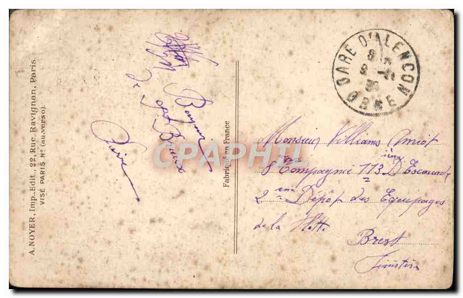 CPA Soeurs Latines France Italie Militaria — Verso