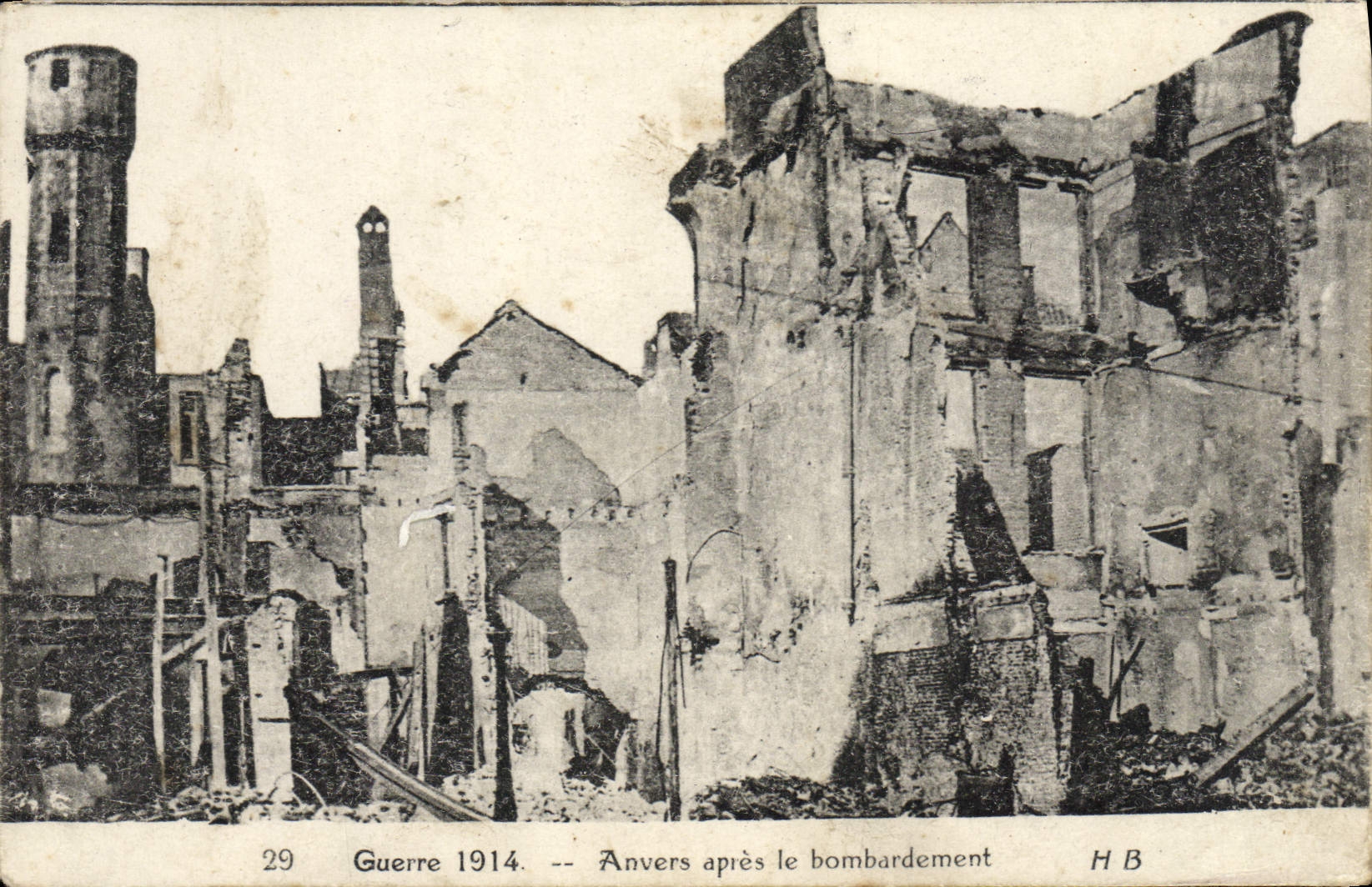 Anvers après le bombardement — Guerre 1914 — H B