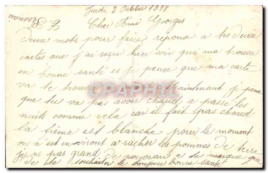 CPA Pensees De France Fleurs — Back