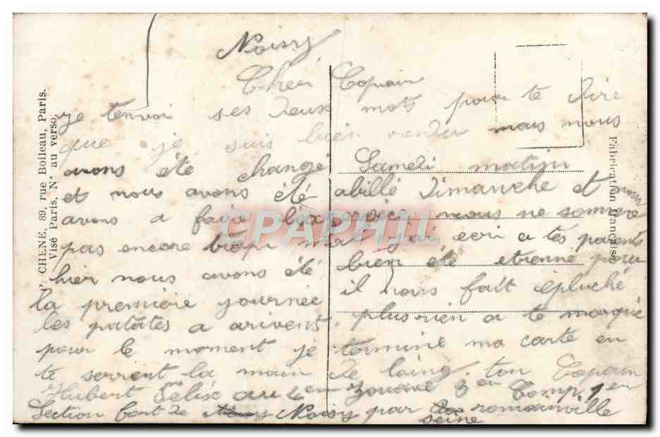 Soldat en tenue de campagne — scène de campement — REX 4044 — Reverso