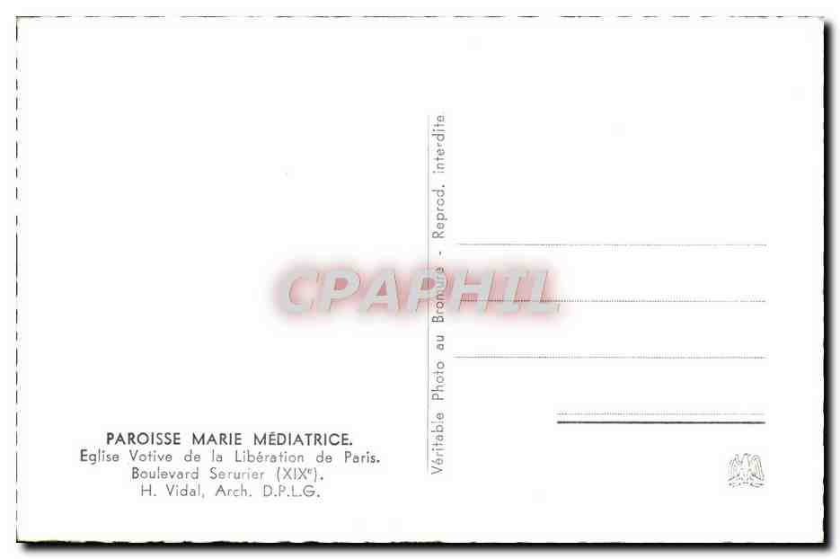 CPM Paroisse Marie Mediatrice Paris Boulevard Serrurier — Rückseite
