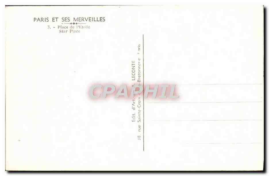 CPM Paris Et Ses Merveilles Place de l'Etoile  — Rückseite