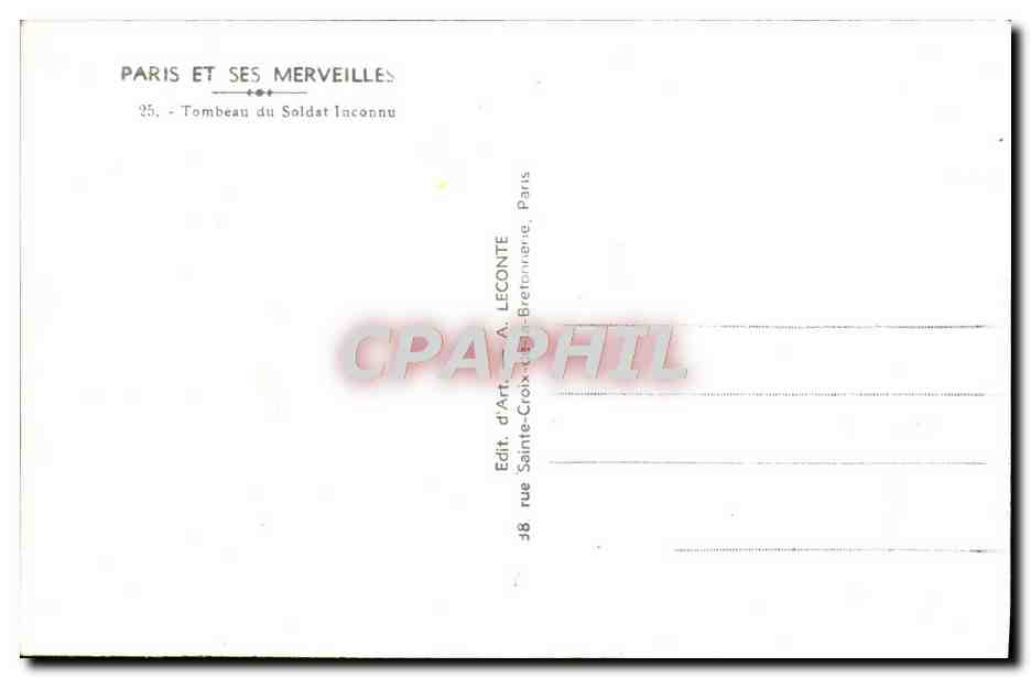 CPM Paris Et Ses Merveilles Tombeau du soldat inconnu — Rückseite