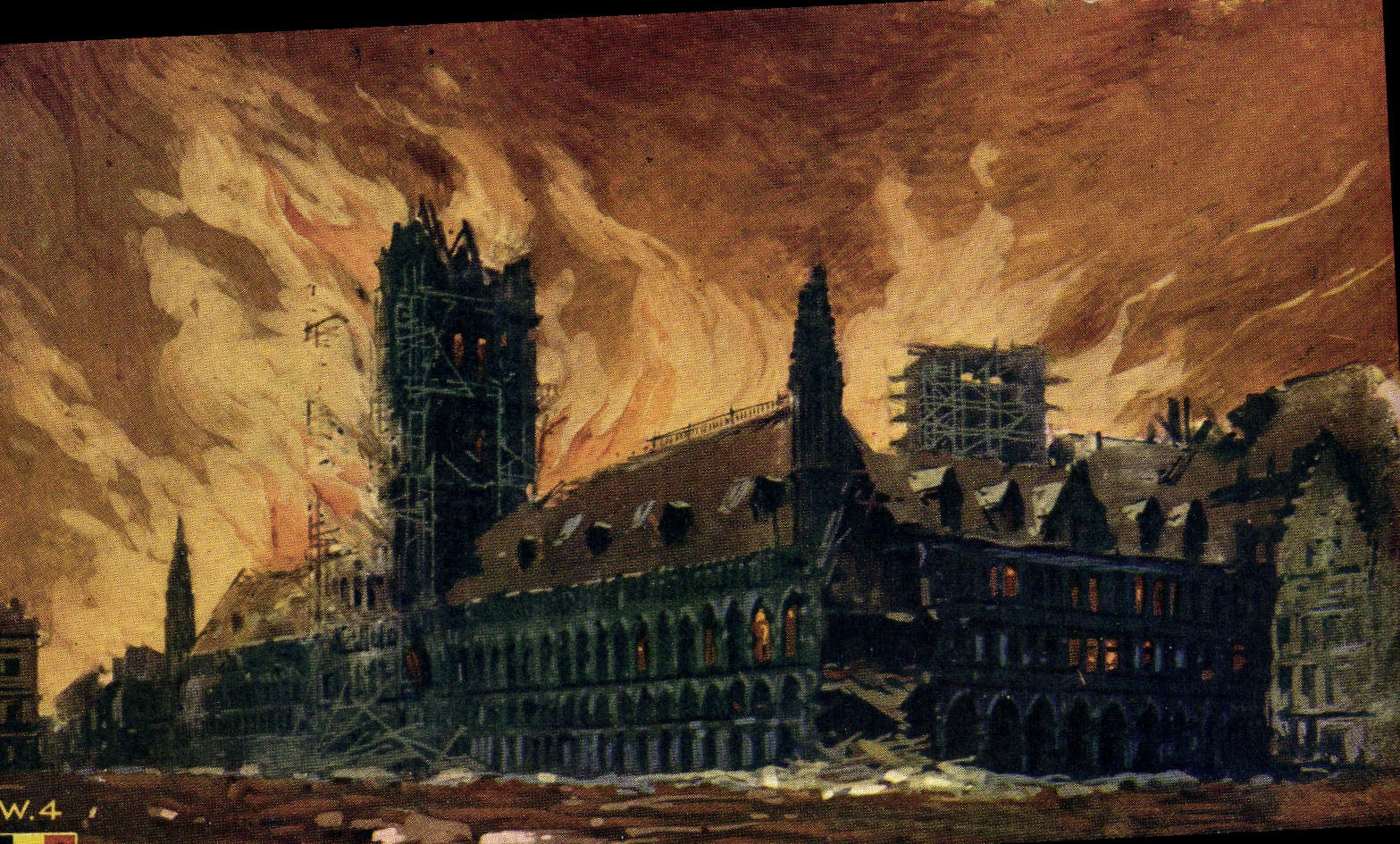 Cathédrale de Reims — vue détruite après les bombardements — éditée par la Chambre Syndicale Française de la Carte Postale