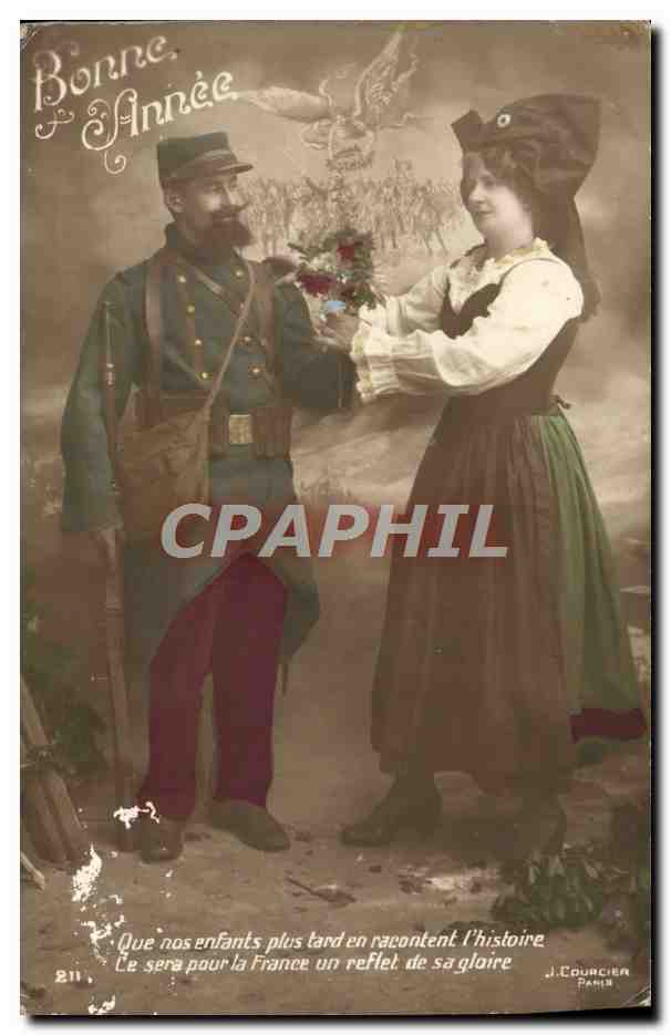 CPA Bonne Annee Femme Alsace 