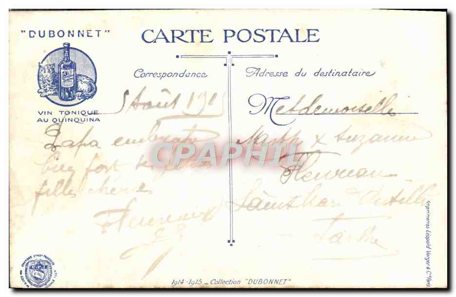 CPA Le retour Enfants Militaria Alsace Dubonnet — Verso
