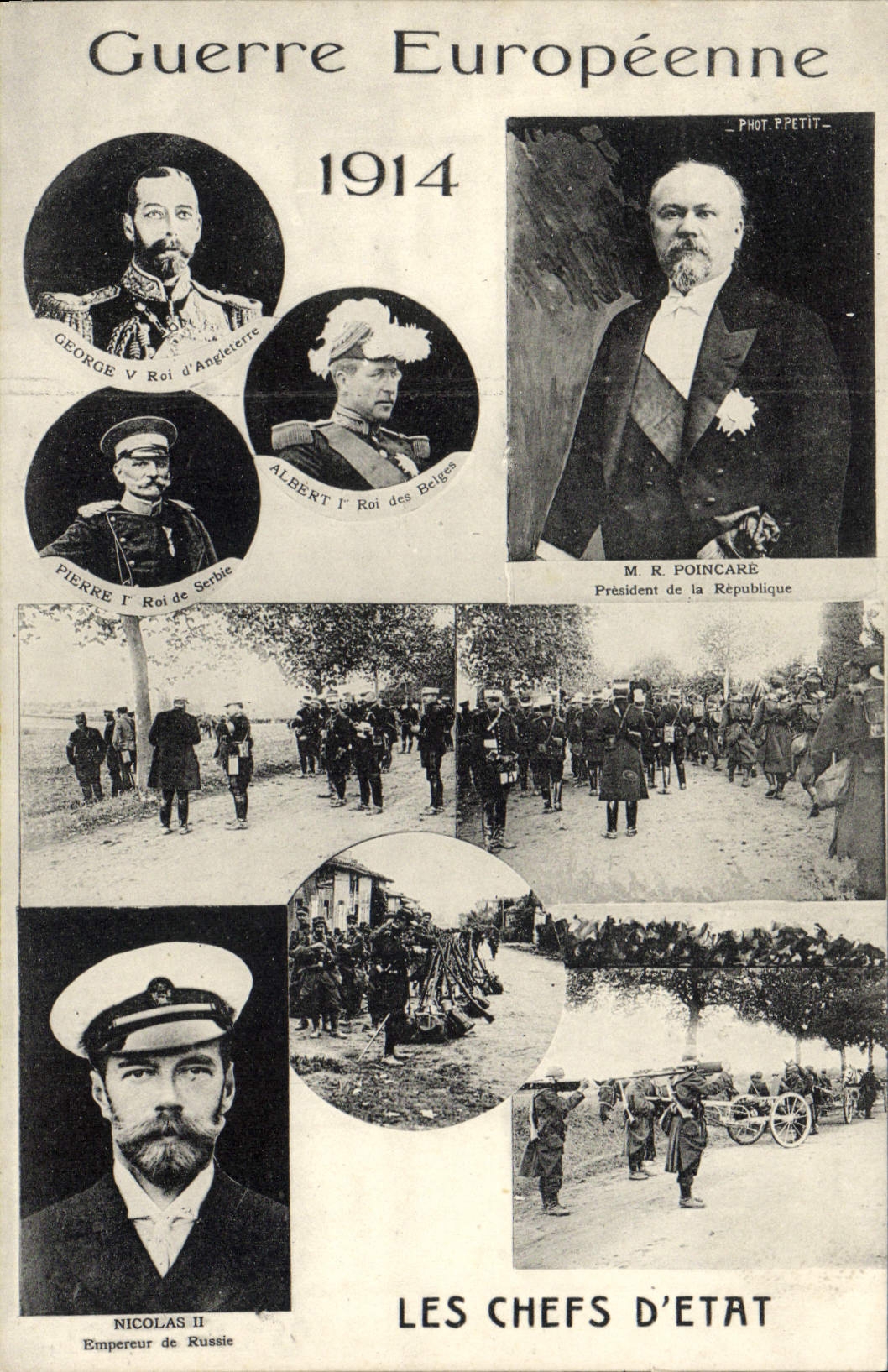 CPA Guerre Europeenne 1914 George V Pierre 1er roi de SErbie Poincare Nicolas II Russie Russia Militaria