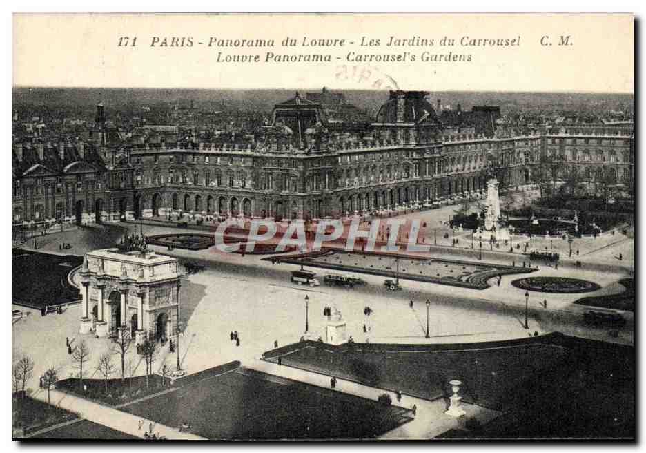 CPA Paris Panorama Du louvre Les Jardins Du Carrousel