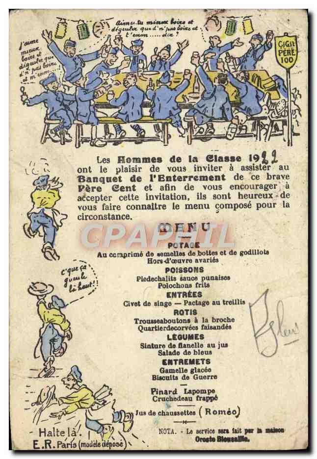 CPA Les hommes de la calsse 1922 Militaria