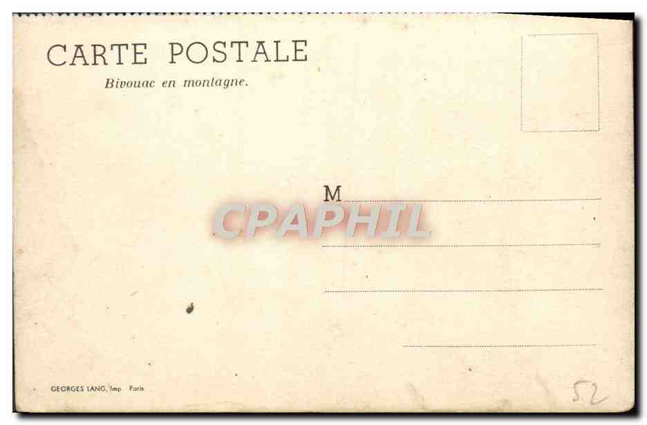 CPM Bivouac En Montagne Militaria Chasseurs alpins — Rückseite