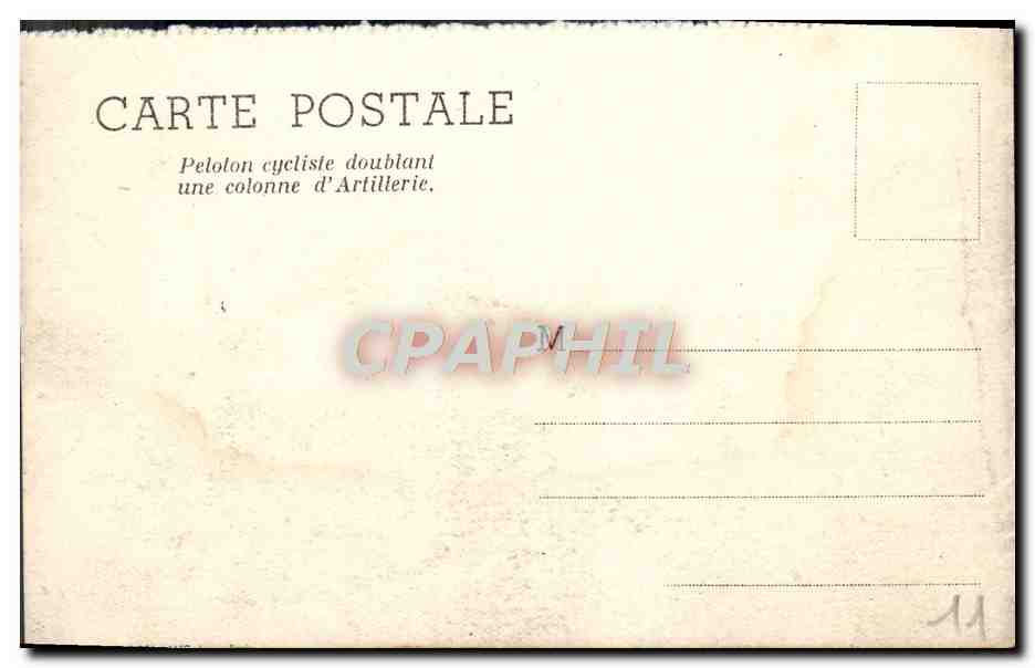 CPM Pelolon Cyclisie Doublant Une Colonne D'Artillerie Velo Cycle Militaria — Rückseite