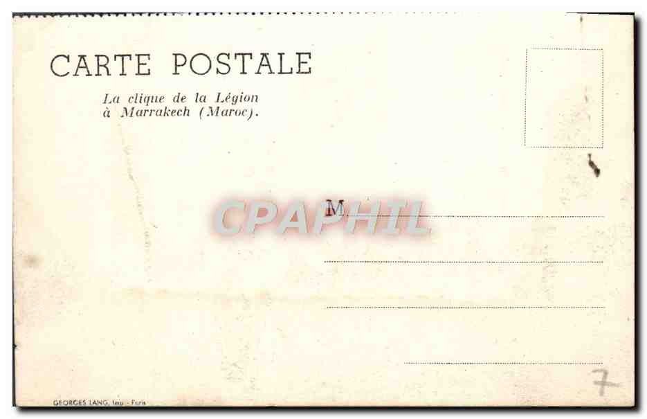 CPM La Clique De La Legion A Marrakech Maroc Militaria Legion  — Verso