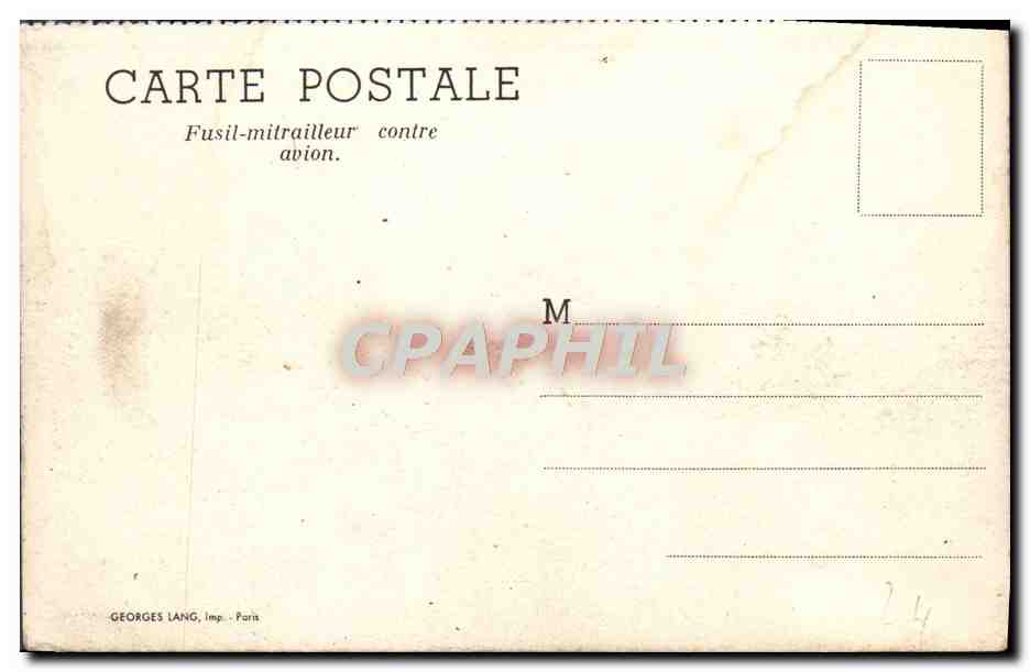 CPA Fusil Mitrailleur Contre Avion Militaria Moto Motorcycle — Rückseite