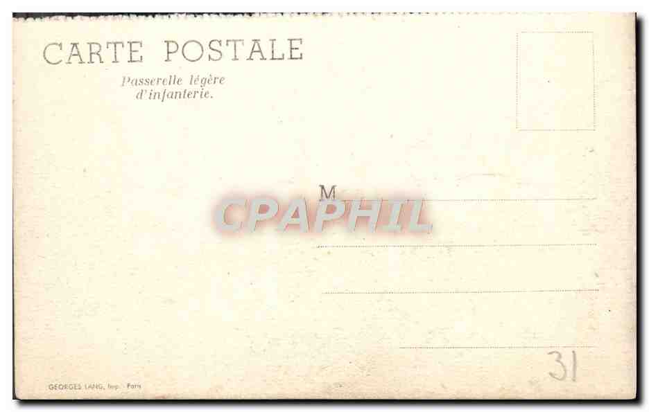 CPA Passerelle Legere D'Infanterie Militaria — Rückseite