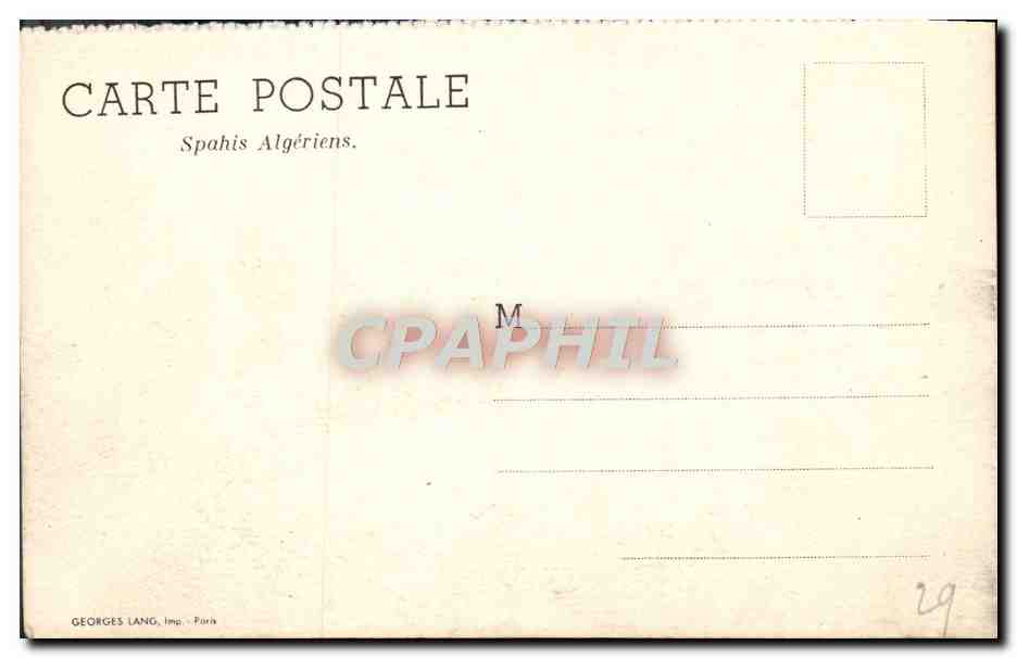 CPA Spahis Algeriens Cheval Militaria — Rückseite
