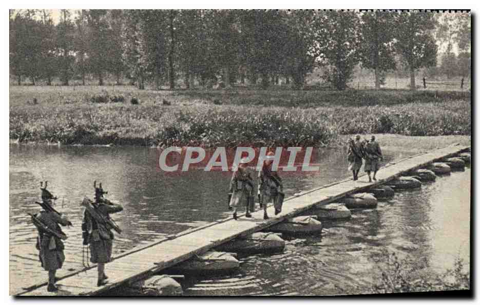 CPA Passerelle Sur Sacs Habert Militaria