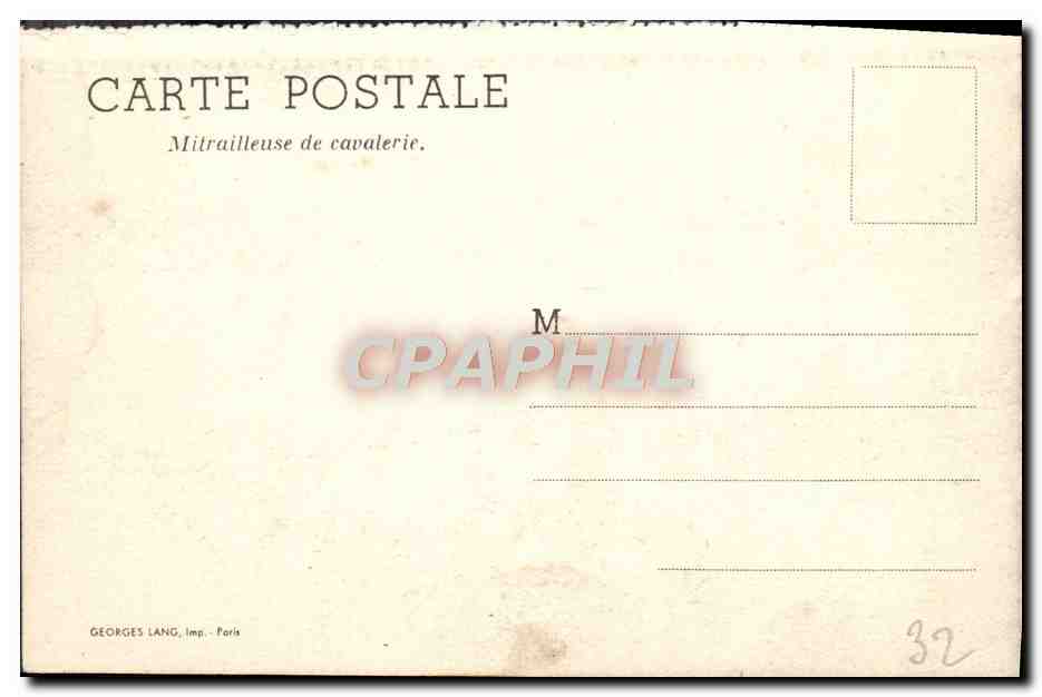 CPA Mitrailleuse De Cavalerie Militaria — Rückseite