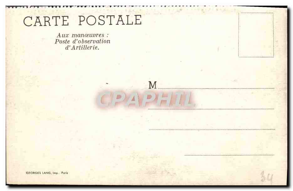 CPA Aux Manoeuvres Poste D'Observation D'Artillerie Militaria — Rückseite