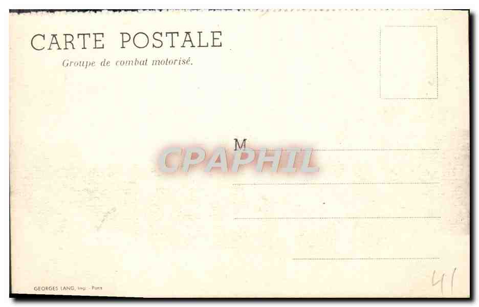 CPA Groupe De Combat Motorise Militaria — Rückseite