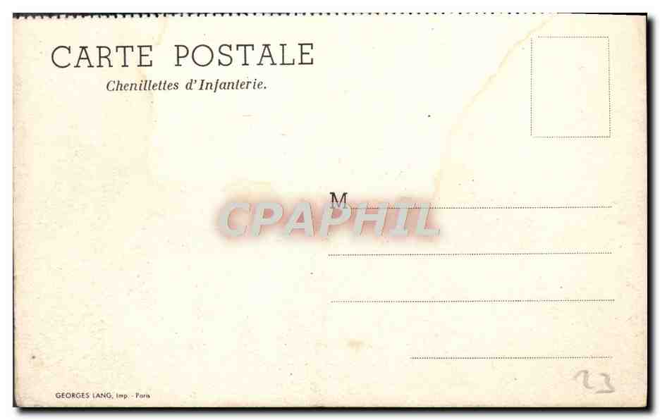 CPA Chenillettes D'Infanterie Tank Militaria — Rückseite