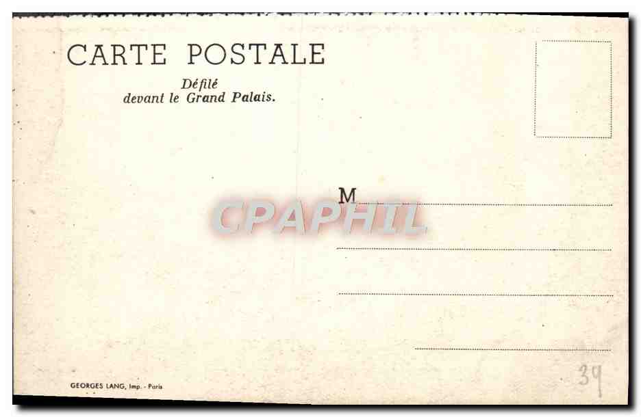 CPA Defile Devant Le Grand Palais Militaria Paris — Rückseite