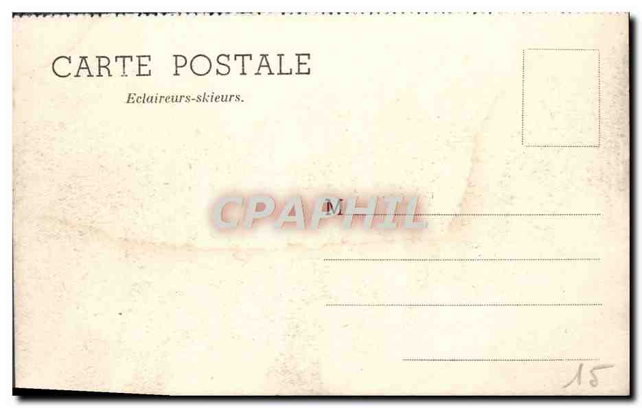 CPA Eclaireurs Skieurs Ski Chasseurs alpins Militaria  — Rückseite