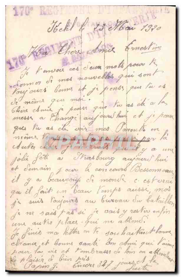 CPA Fantaisie Soldat Militaria — Verso