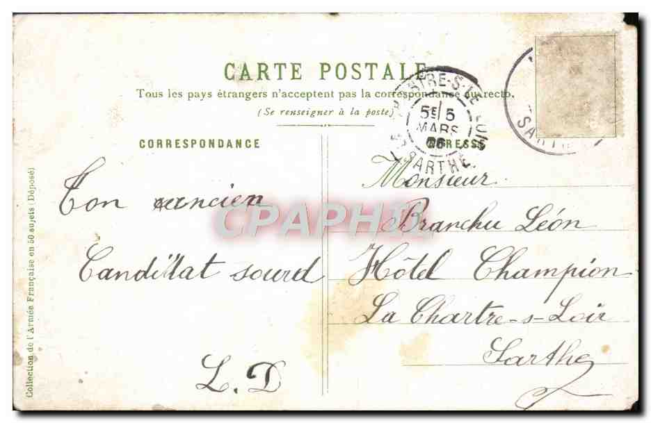 CPA Infanterie De Ligne Tambour Major Drapeau France Militaria  — Rückseite