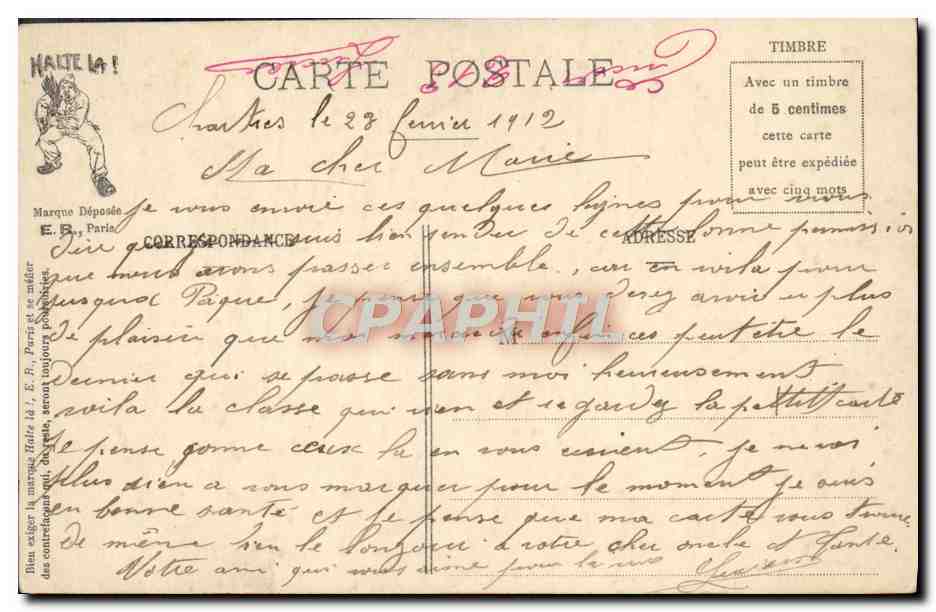 CPA Lorsquil Ecrit A Sa Fiancee il entrevoit son prochain mariage Militaria  — Rückseite