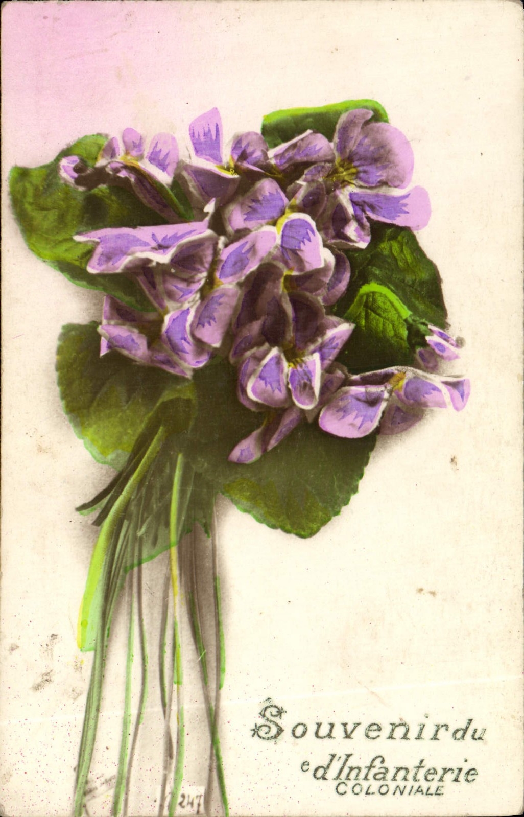 CPA Souvenir Du Infanterie Coloniale Fleurs Militaria 