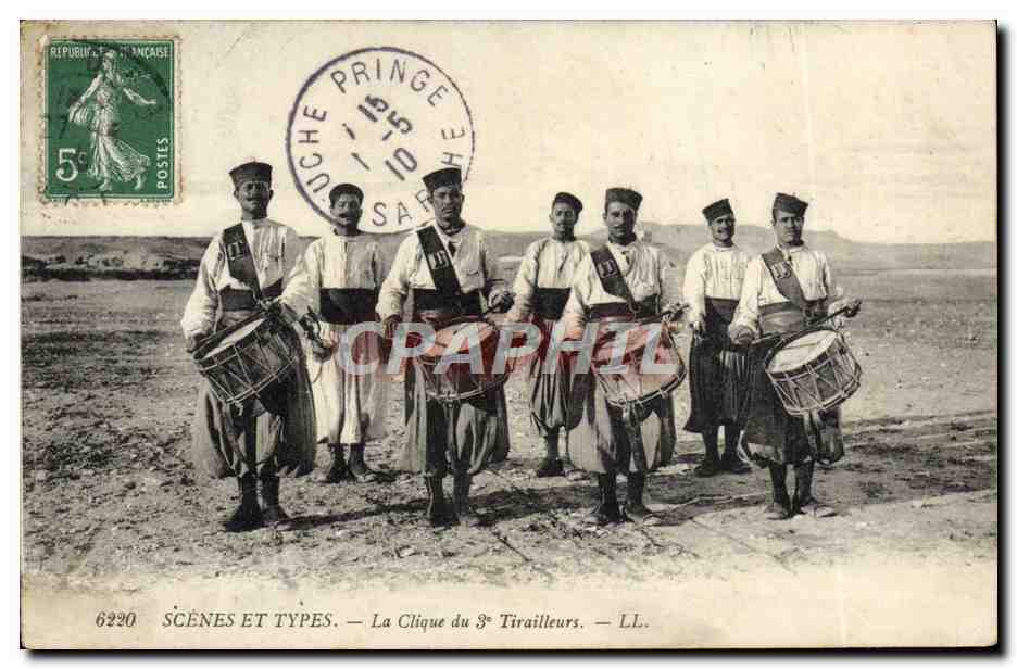 CPA Scenes Et Types La Clique Du 3eme Tirailleurs Militaria Tambour
