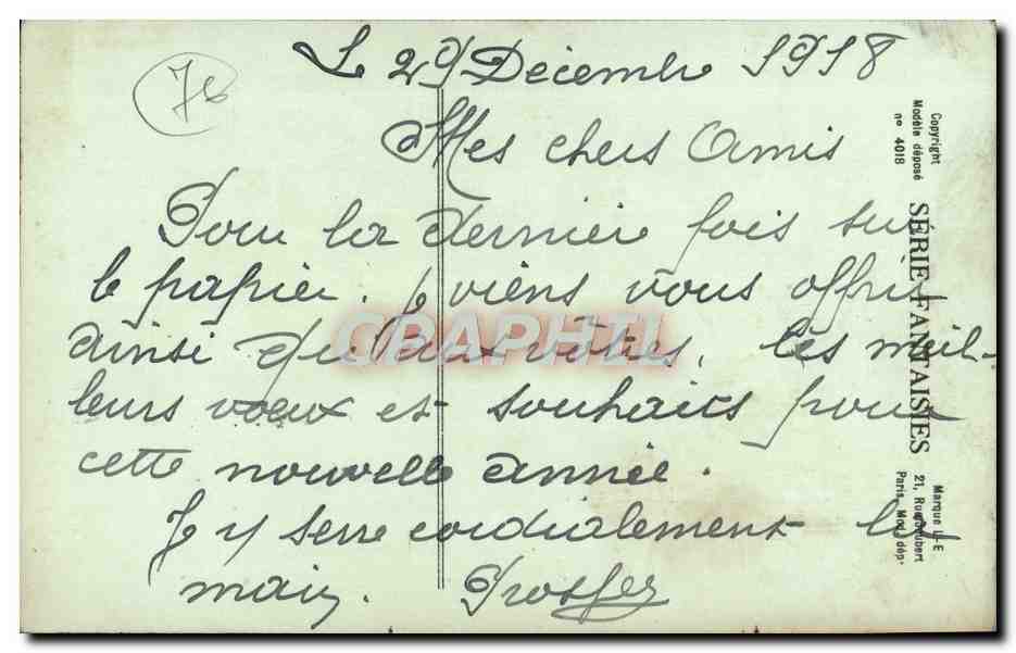 CPA Fantaisie Annee 1919 — Verso