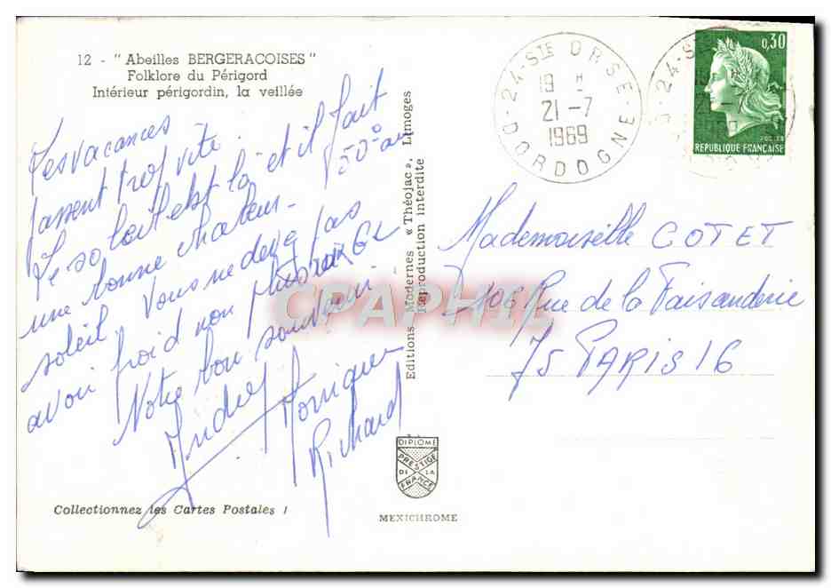 CPA Abeilles Bergeracoises Folklore Du Perigord Interieur perigordin la veillee Folklore — Rückseite