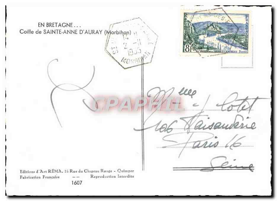 CPM En Bretagne Coiffe De Sainte Anne D'Auray Folklore — Verso