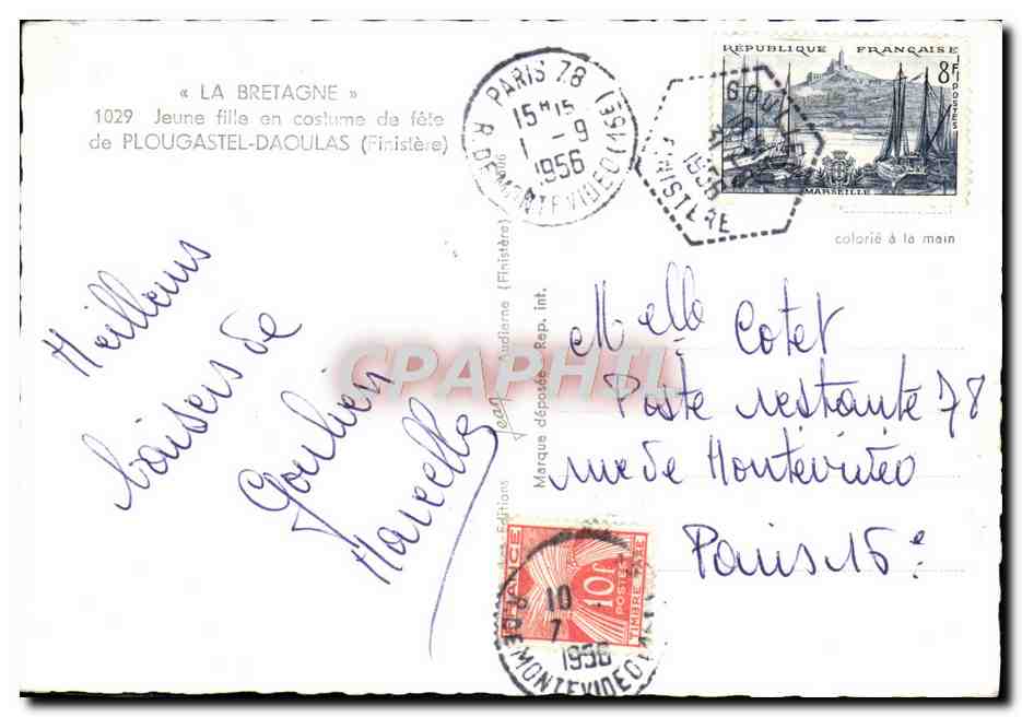 CPA La Bretagne Jeune Fille En Costume De Fete Plougastel Daoulas Folklore  — Verso