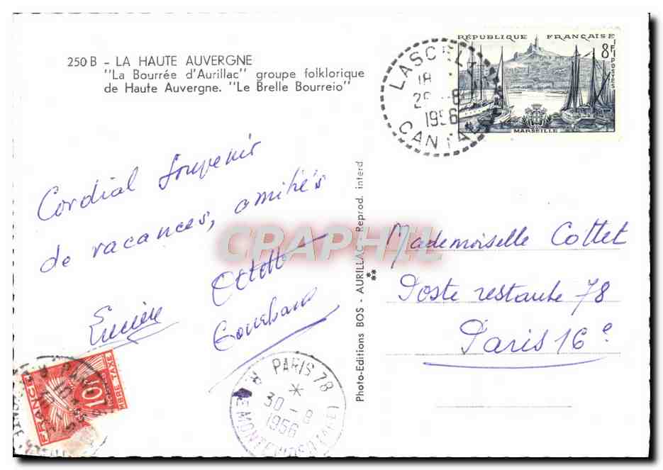 CPA La Haute Auvergne La Bourree D'Aurillac Groupe folklorique de Haute Auvergne Le Brelle Bourreio — Rückseite