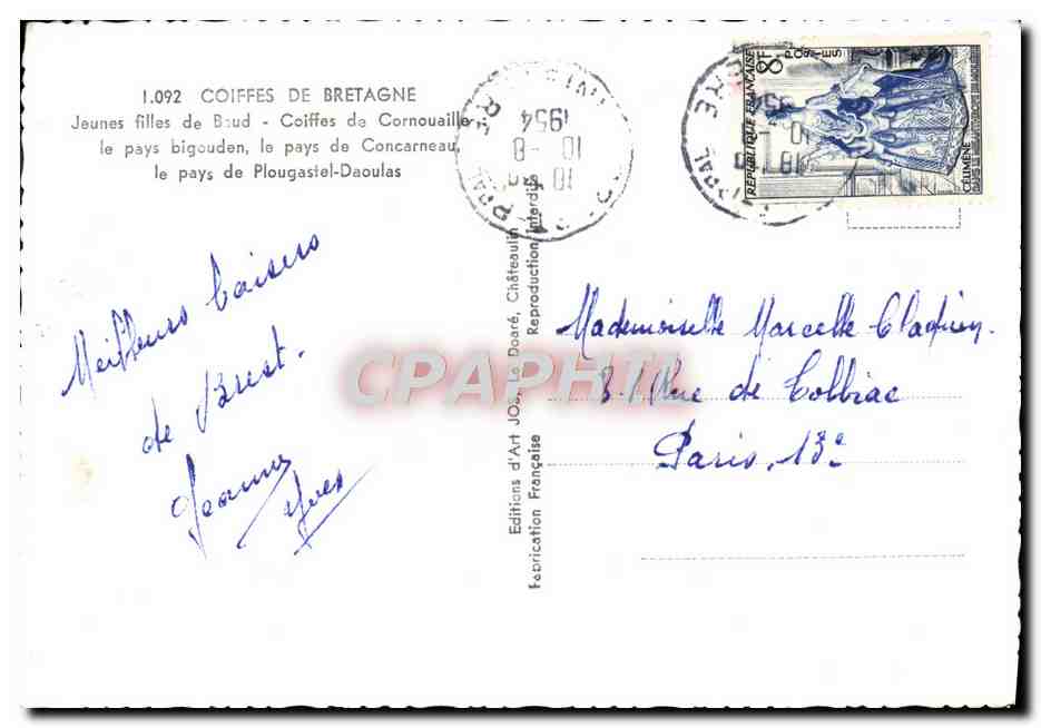 CPM Coiffes De Bretagne Cornouaille Pays Bigouden Plougastel Daoulas Folklore  — Rückseite