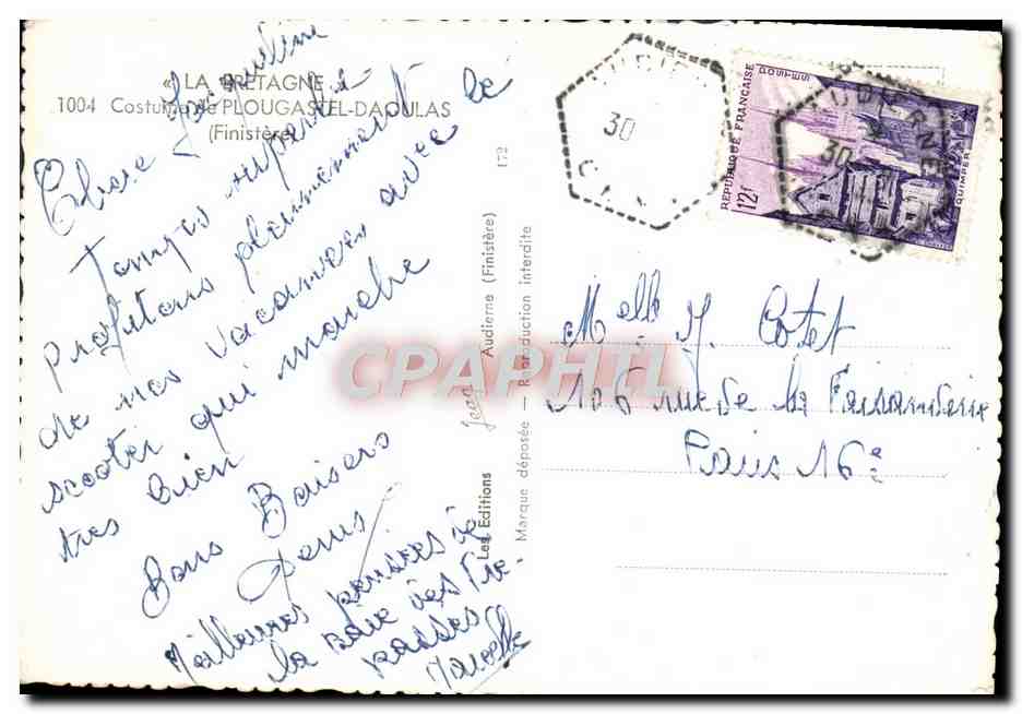 CPM La Bretagne Plougastel Daoulas Enfant Garcon  — Verso