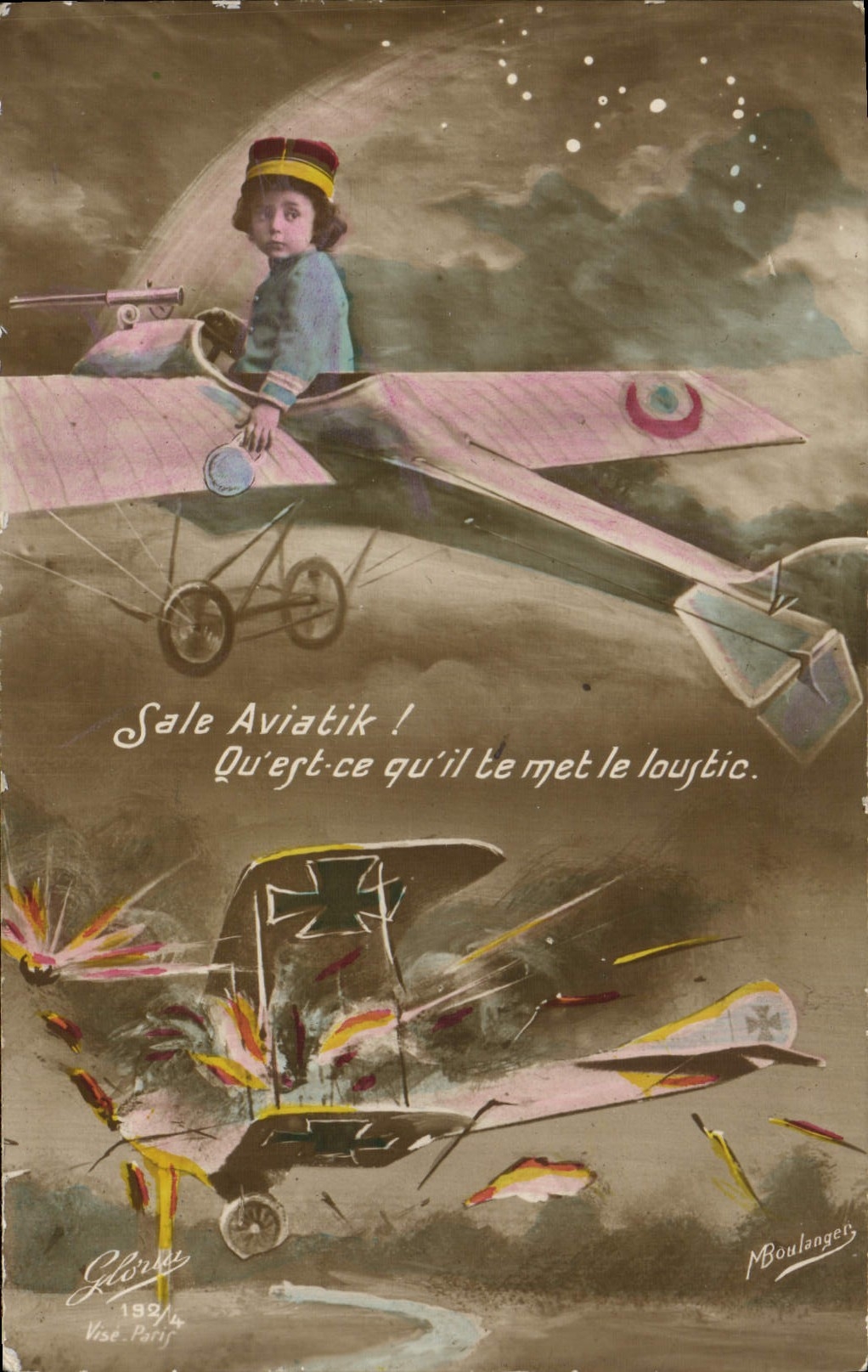 CPA Fantaisie Enfant Avion Militaria 