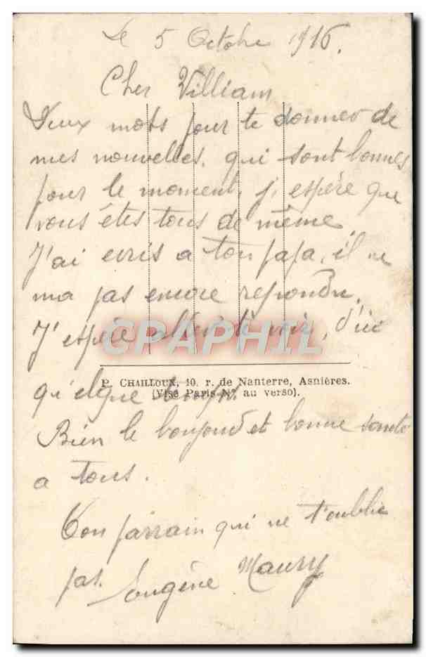 CPA Fantaisie Enfant Avion Militaria  — Rückseite