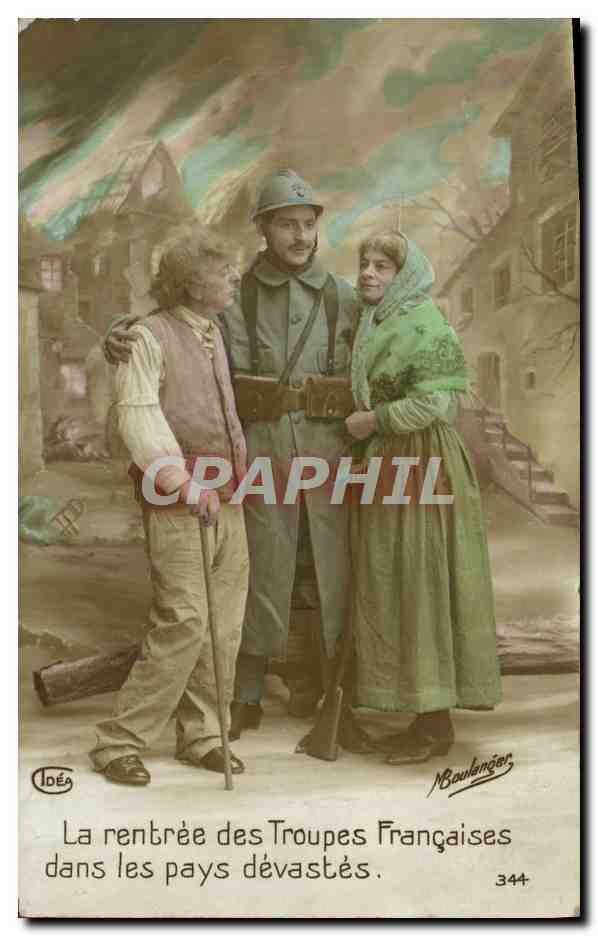CPA Fantaisie Homme Soldat Militaria La Rentree Des Troupes Francaises